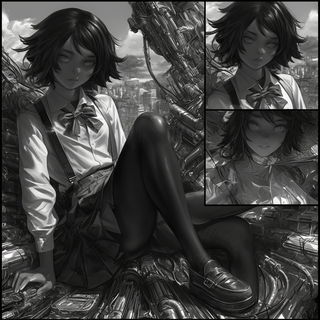Balloonjaw Expedition style, Midjourney V6.1: black-and-white manga comic strip