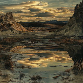Balloonjaw Expedition style, Midjourney V6.1: realistic landscape photograph of quiet dawn
