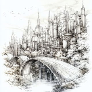 Astral Etchcraft style, Midjourney V6.1: megacity with futuristic bioarchitecture