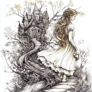 Astral Etchcraft style, Midjourney V6.1: retro fairy-tale illustration