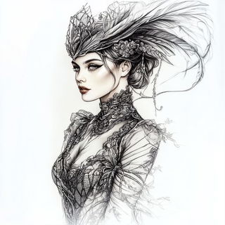 Astral Etchcraft style, Midjourney V6.1: haute-couture fashion outfit