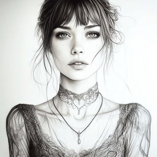 Astral Etchcraft style, Midjourney V6.1: photographic portrait of female protagonist