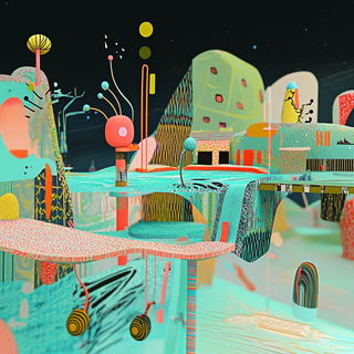 Particlefjord style, Midjourney V6.1: abstract 3D render