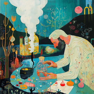 Particlefjord style, Midjourney V6.1: editorial illustration for popular scientific magazine cover