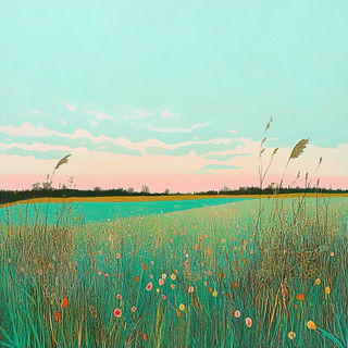 Particlefjord style, Midjourney V6.1: realistic landscape photograph of quiet dawn