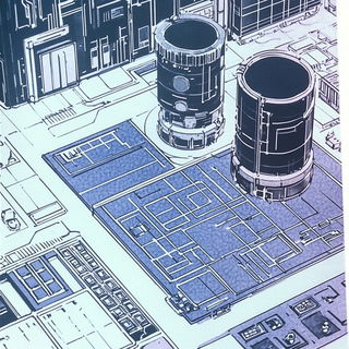 Cinemagma style, Midjourney V6.1: technical infrastructure blueprint schematics