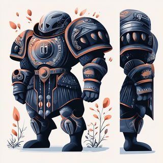 Graphitome style, Midjourney V6.1: concept art character design of retropunk steam knight