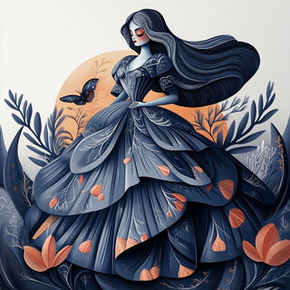 Graphitome style, Midjourney V6.1: haute-couture fashion outfit