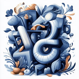 Graphitome style, Midjourney V6.1: typographic composition with large letters