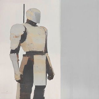 Machinogravure style, Midjourney V6.1: concept art character design of retropunk steam knight
