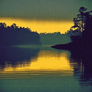 Jungle Accordionism style, Midjourney V6.1: realistic landscape photograph of quiet dawn