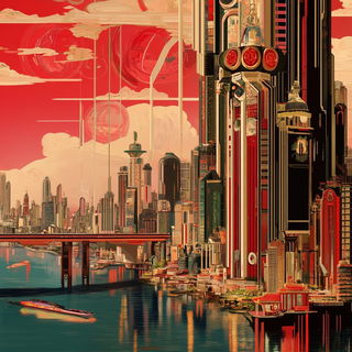 Bloodhaze Orrery style, Midjourney V6.1: megacity with futuristic bioarchitecture