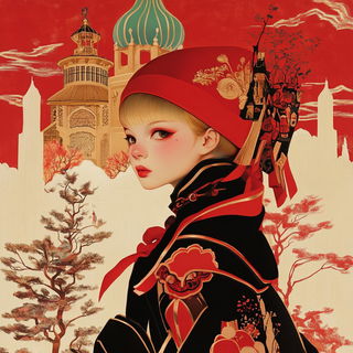 Bloodhaze Orrery style, Midjourney V6.1: retro fairy-tale illustration