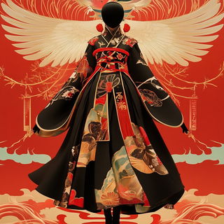 Bloodhaze Orrery style, Midjourney V6.1: haute-couture fashion outfit