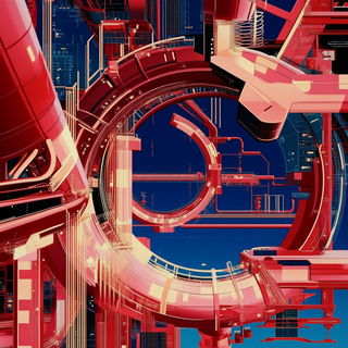 Bloodhaze Orrery style, Midjourney V6.1: technical infrastructure blueprint schematics