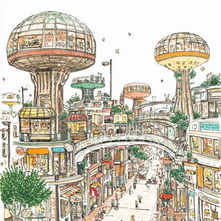 Castellune style, Midjourney V6.1: megacity with futuristic bioarchitecture