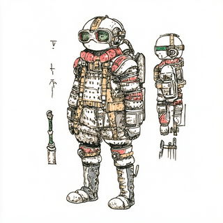 Castellune style, Midjourney V6.1: concept art character design of retropunk steam knight