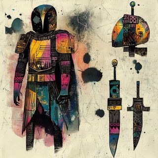 Redband Attrition style, Midjourney V6.1: concept art character design of retropunk steam knight