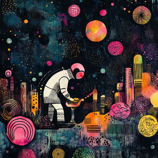 Redband Attrition style, Midjourney V6.1: editorial illustration for popular scientific magazine cover