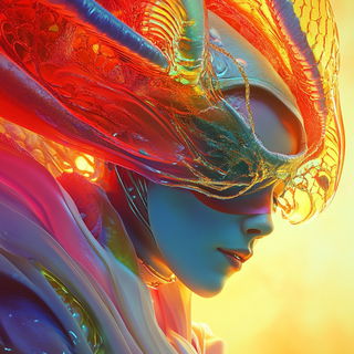 Banded Caravan Chromatics style, Midjourney V6.1: abstract 3D render