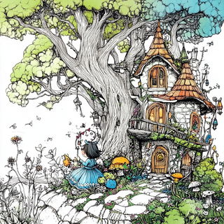 Lithicircle style, Midjourney V6.1: retro fairy-tale illustration