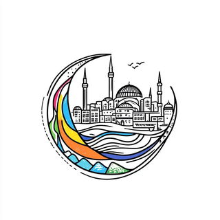 Lithicircle style, Midjourney V6.1: bold minimalist logo design for Istanbul city municipal services