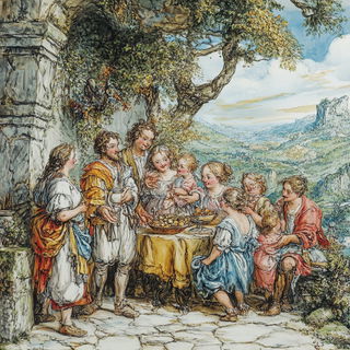 Lithicircle style, Midjourney V6.1: classical 18th-century oil painting