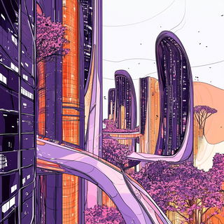 Atelier Keshui style, Midjourney V6.1: megacity with futuristic bioarchitecture