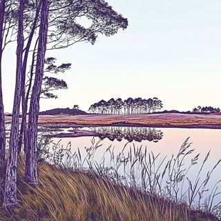 Atelier Keshui style, Midjourney V6.1: realistic landscape photograph of quiet dawn