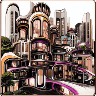 Folkloriform style, Midjourney V6.1: megacity with futuristic bioarchitecture