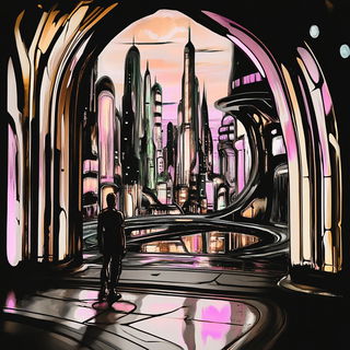 Folkloriform style, Midjourney V6.1: cinematic shot from sci-fi movie