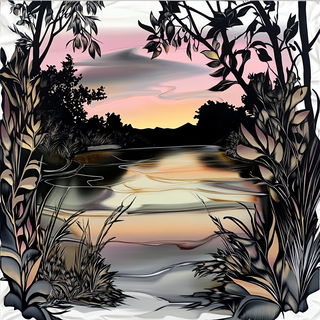 Folkloriform style, Midjourney V6.1: realistic landscape photograph of quiet dawn