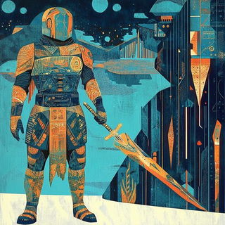 Tealmarket Theatrum style, Midjourney V6.1: concept art character design of retropunk steam knight