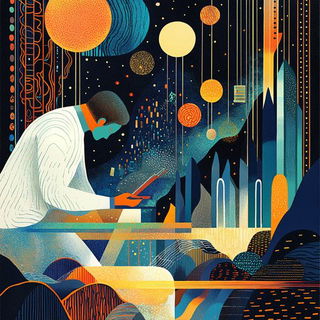 Tealmarket Theatrum style, Midjourney V6.1: editorial illustration for popular scientific magazine cover