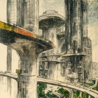 Mycoblossom style, Midjourney V6.1: megacity with futuristic bioarchitecture