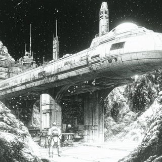 Ochre Moonline style, Midjourney V6.1: cinematic shot from sci-fi movie