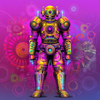Lavendark style, Midjourney V6.1: concept art character design of retropunk steam knight