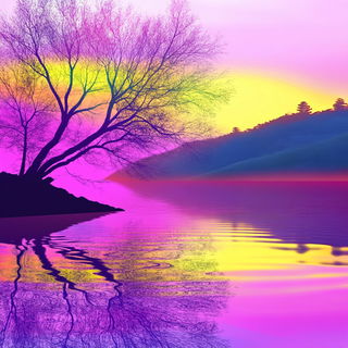 Lavendark style, Midjourney V6.1: realistic landscape photograph of quiet dawn