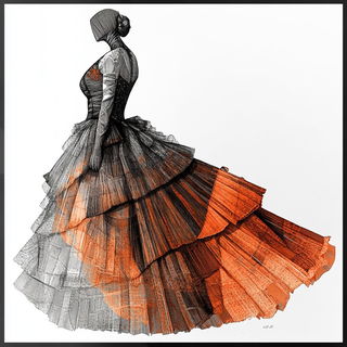 Canalcut style, Midjourney V6.1: haute-couture fashion outfit
