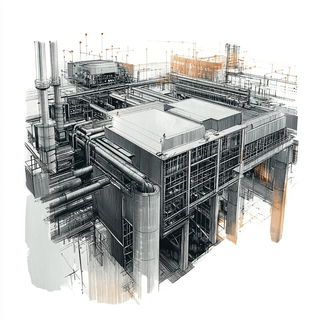 Canalcut style, Midjourney V6.1: technical infrastructure blueprint schematics