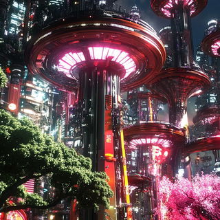 Burinweather style, Midjourney V6.1: megacity with futuristic bioarchitecture