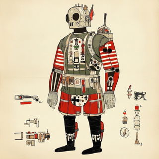 Astralgrass style, Midjourney V6.1: concept art character design of retropunk steam knight