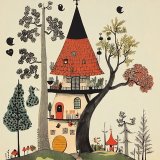 Astralgrass style, Midjourney V6.1: retro fairy-tale illustration