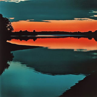 Chromaperegrine style, Midjourney V6.1: realistic landscape photograph of quiet dawn