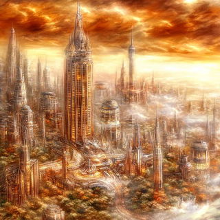 Inkblossom Japonisme style, Midjourney V6.1: megacity with futuristic bioarchitecture