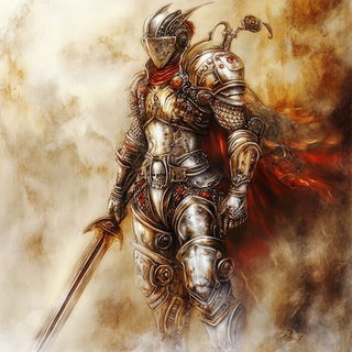 Inkblossom Japonisme style, Midjourney V6.1: concept art character design of retropunk steam knight