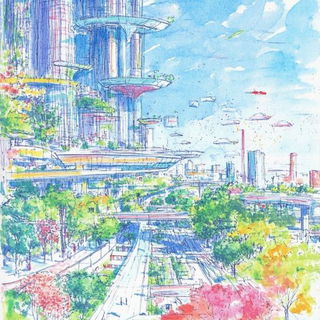 Gearvista style, Midjourney V6.1: megacity with futuristic bioarchitecture