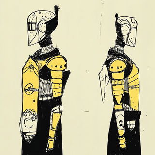 Cryomigratory Cinema style, Midjourney V6.1: concept art character design of retropunk steam knight