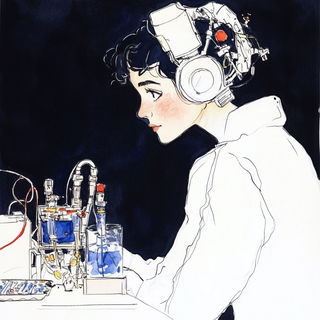 Craneflower Ukiyoarmor style, Midjourney V6.1: editorial illustration for popular scientific magazine cover