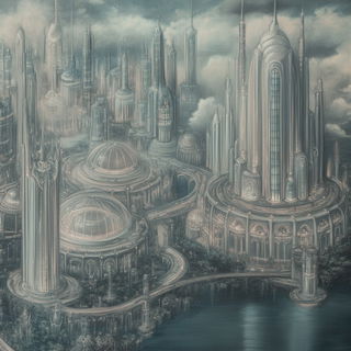 Atlasdream style, Midjourney V6.1: megacity with futuristic bioarchitecture